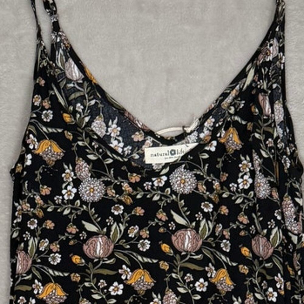 Natural Life Maxi Dress Womens Size Small Black Floral Boho Festival Sleeveless - Picture 7 of 9